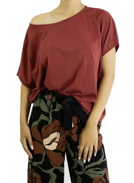 T-shirt tinta unita morbida con spalla regolabile